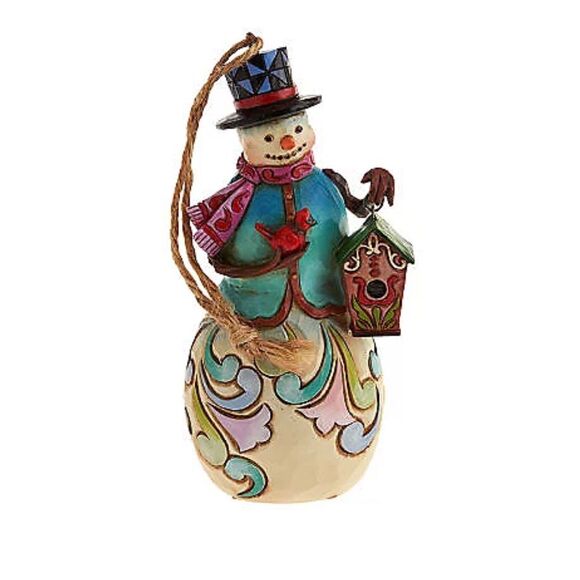 Jim Shore Heartwood Creek Holiday Snowman Ornament Cardinal Birdhouse NWT